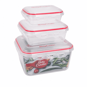 Betty Crocker Square Food Container Set Of 3 Pieces 650/1500/2800ml