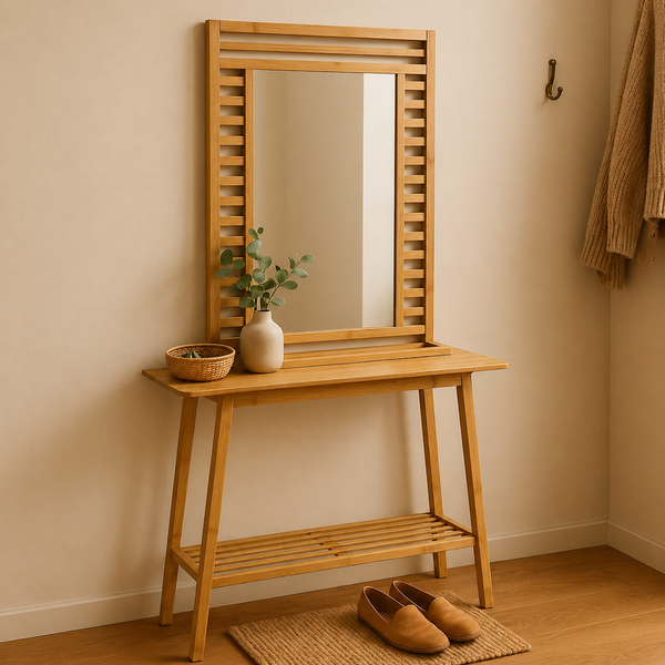 Wenko Acina Modern Bamboo Rectangular Mirror