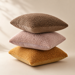 Tiseco Home Studio Cushion - Soft Teddy Plush Fabric - Beige