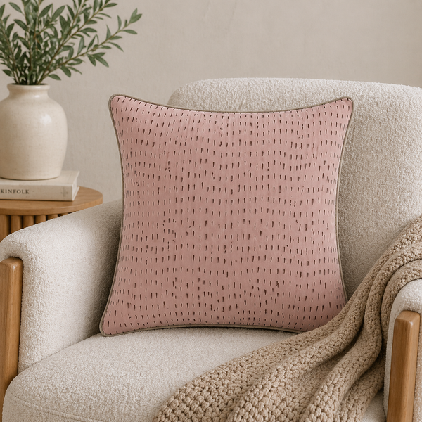 Tiseco Home Studio Cushion - Dash Pattern - Blush Pink