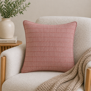 Tiseco Home Studio Cushion - Geometric Dash Pattern - Dusty Rose