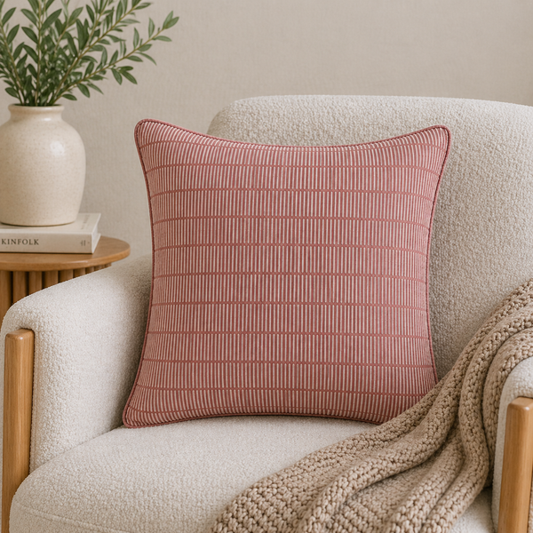Tiseco Home Studio Cushion - Geometric Dash Pattern - Dusty Rose