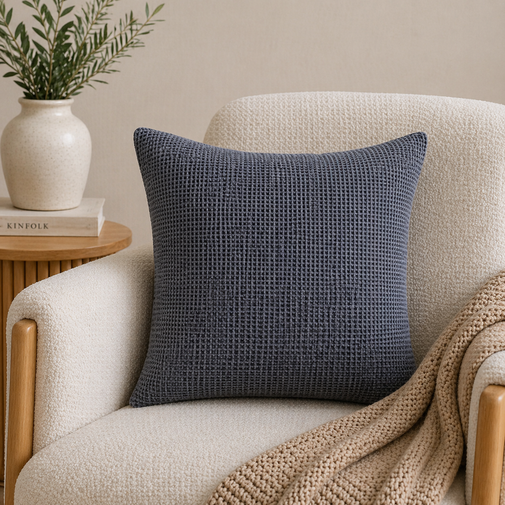 Tiseco Home Studio Cushion - Waffle Pattern - Navy