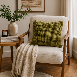 Tiseco Home Studio Cushion - Chenille Tufted Fabric - Green