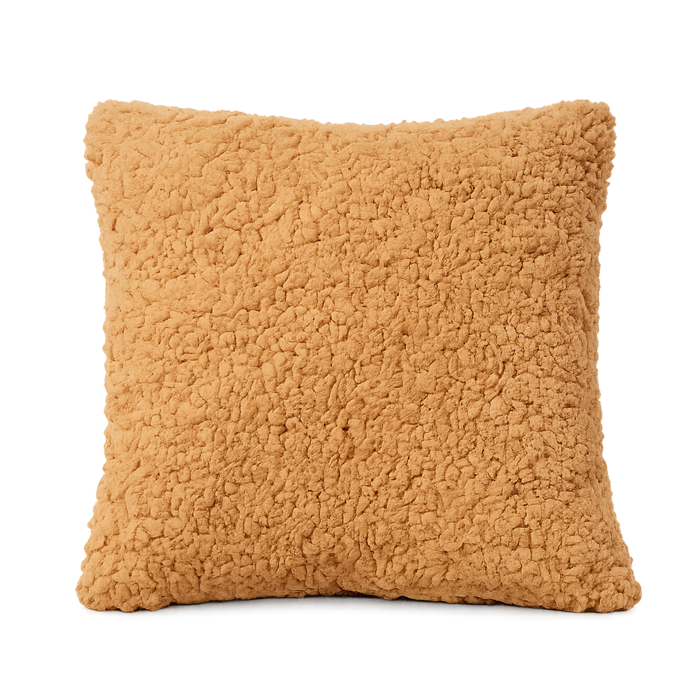 Tiseco Home Studio Cushion - Soft Teddy Plush Fabric - Mustard