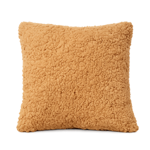 Tiseco Home Studio Cushion - Soft Teddy Plush Fabric - Mustard
