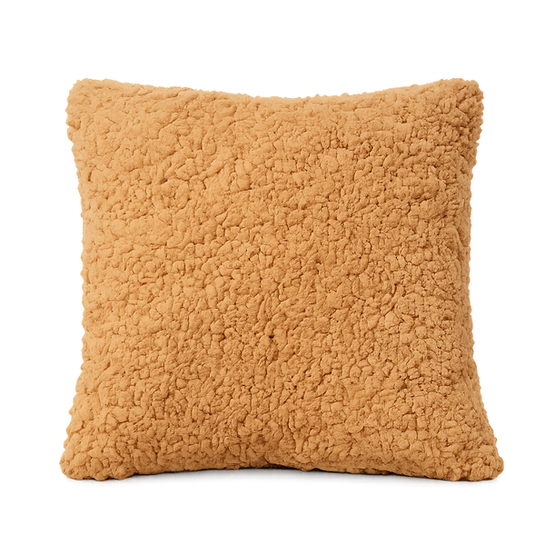 Tiseco Home Studio Cushion - Soft Teddy Plush Fabric - Mustard