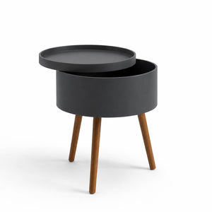 JEFF Round Storage Side Table with Removable Tray Top