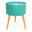 JEFF Round Storage Side Table with Removable Tray Top