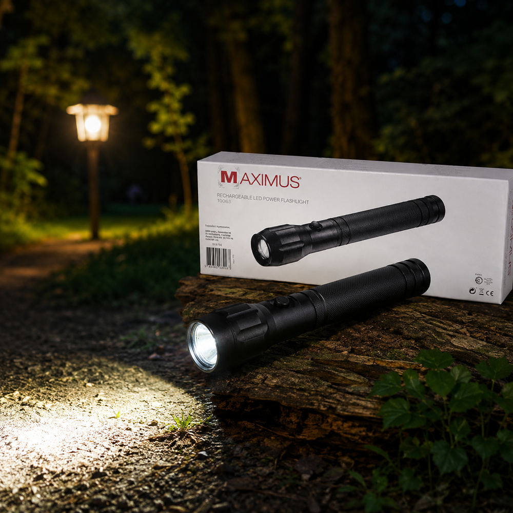 Maximus  LED Flashlight – 300m Beam Range | Adjustable Brightness | Aluminum Body