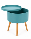 JEFF Round Storage Side Table with Removable Tray Top