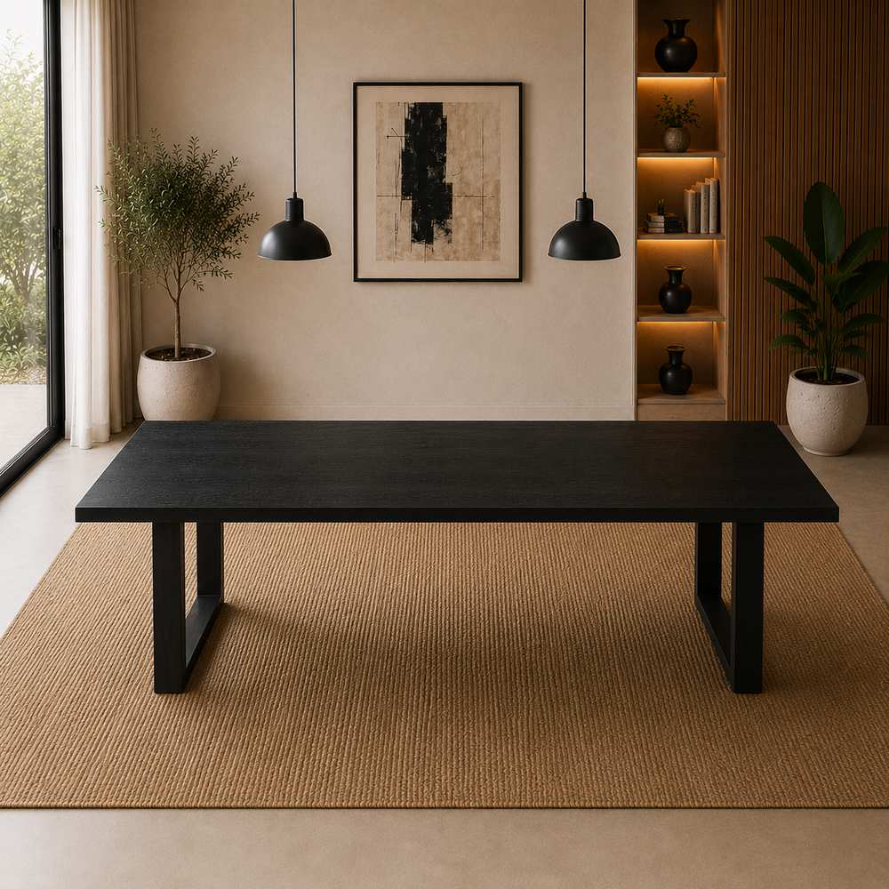 By-Boo Eleonora Mango Massive Old Wood Black Dining Table