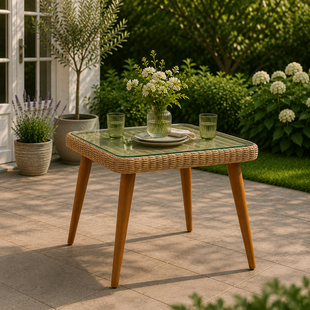 Migros Copenhagen Handwoven Rattan Outdoor Dining Table
