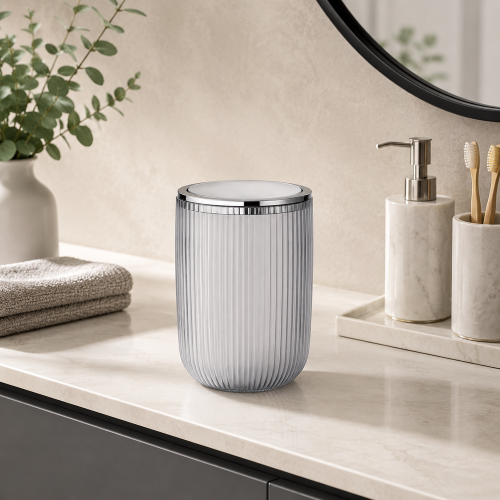 Wenko Agropoli Compact Ribbed 2L Trash Bin With Swing Lid