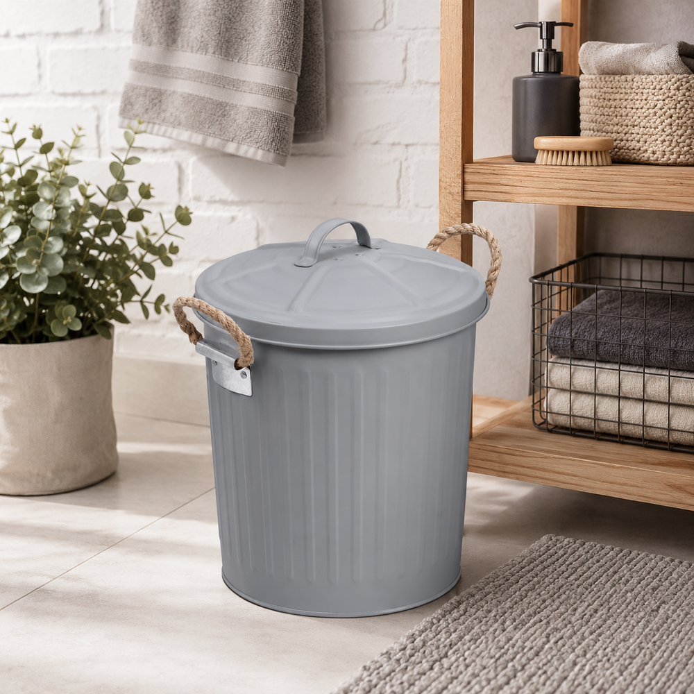 Wenko Gara Compact Grey Steel 6L Trash Bin