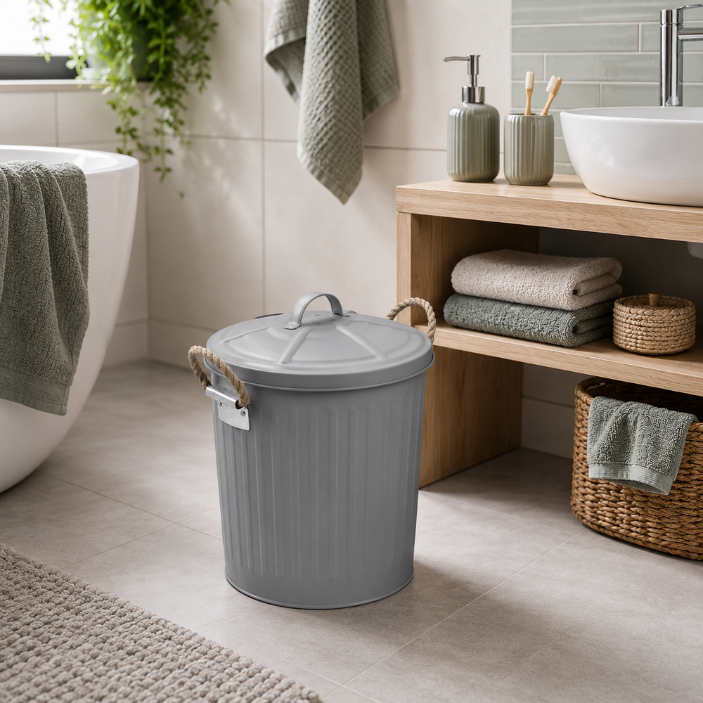 Wenko Gara Compact Grey Steel 6L Trash Bin