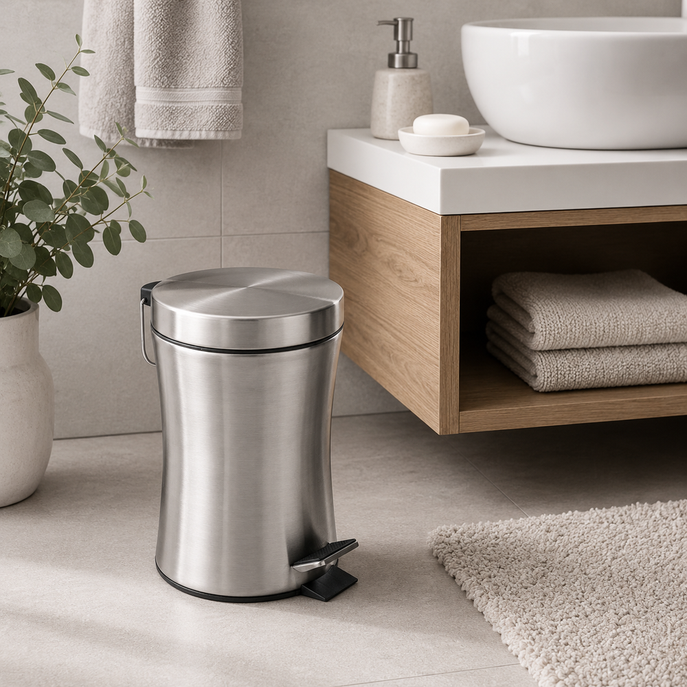 Wenko Pieno 3L Stainless Steel Pedal Trash Bin