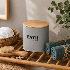 Wenk Gara Grey Bathroom Storage Box with Lid