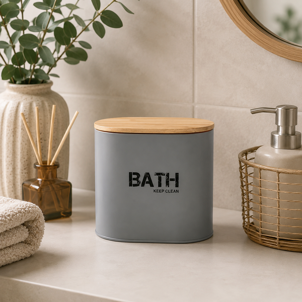 Wenk Gara Grey Bathroom Storage Box with Lid