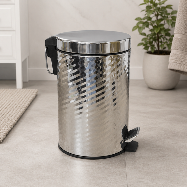 Wenko Spiro 3L Glossy Stainless Steel Pedal Trash Bin