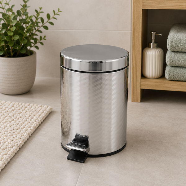 Wenko Spiro 3L Glossy Stainless Steel Pedal Trash Bin