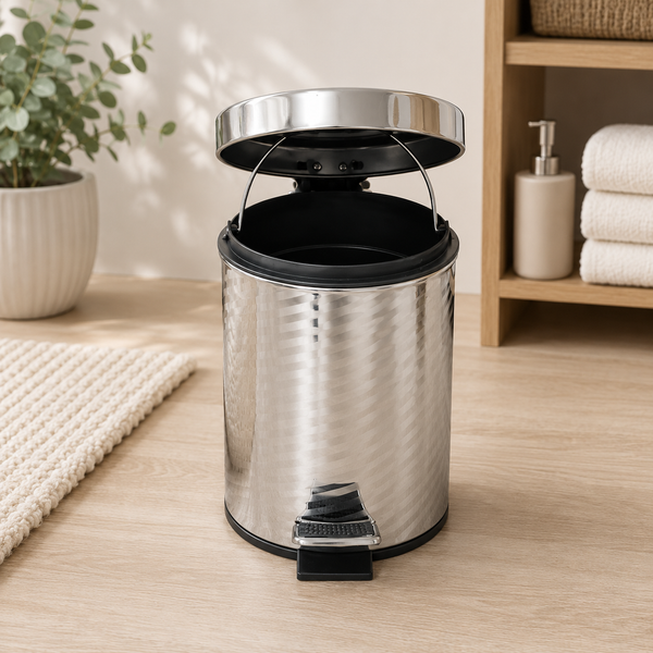Wenko Spiro 3L Glossy Stainless Steel Pedal Trash Bin