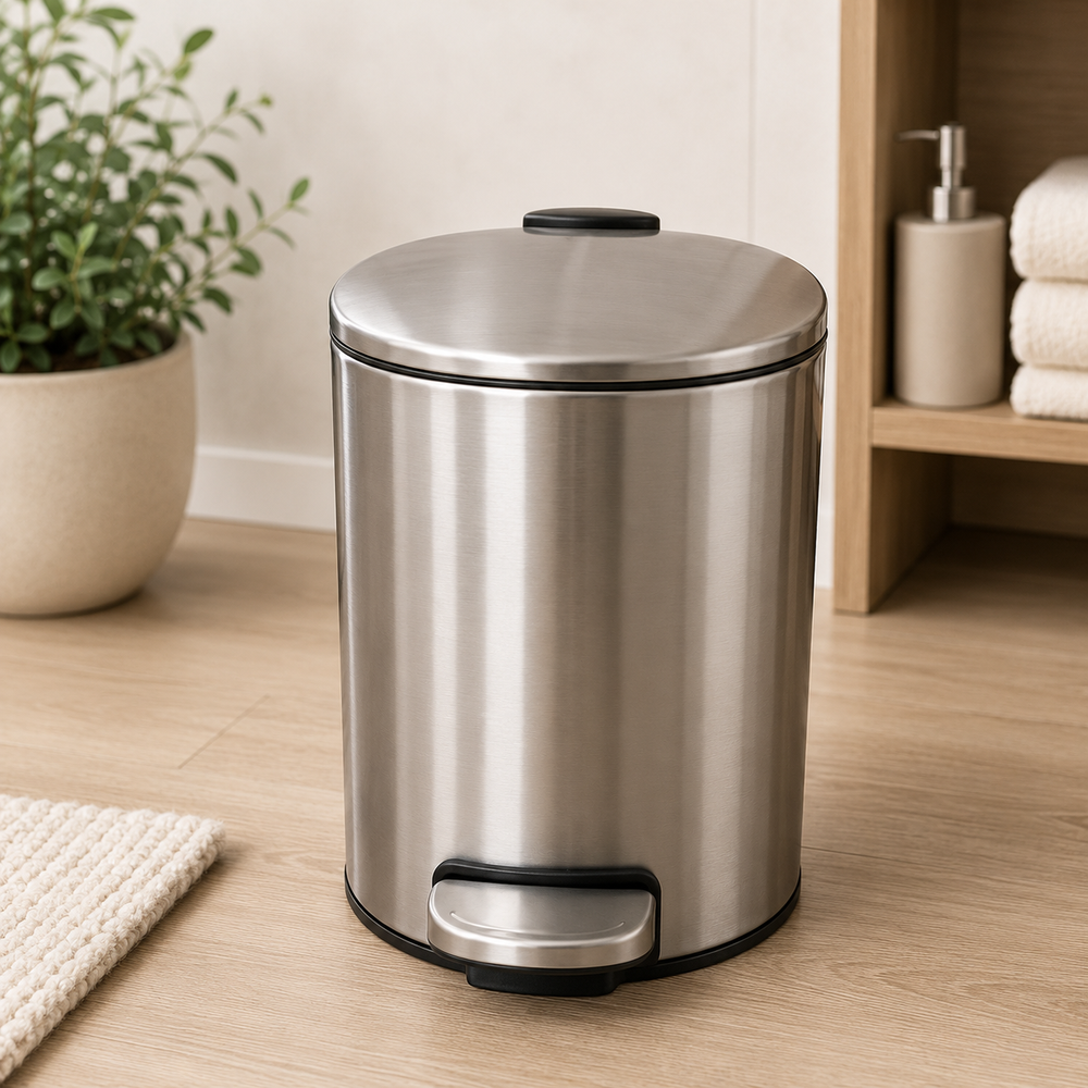 Wenko Alassio Easy-Close 5L Stainless Steel Trash Bin