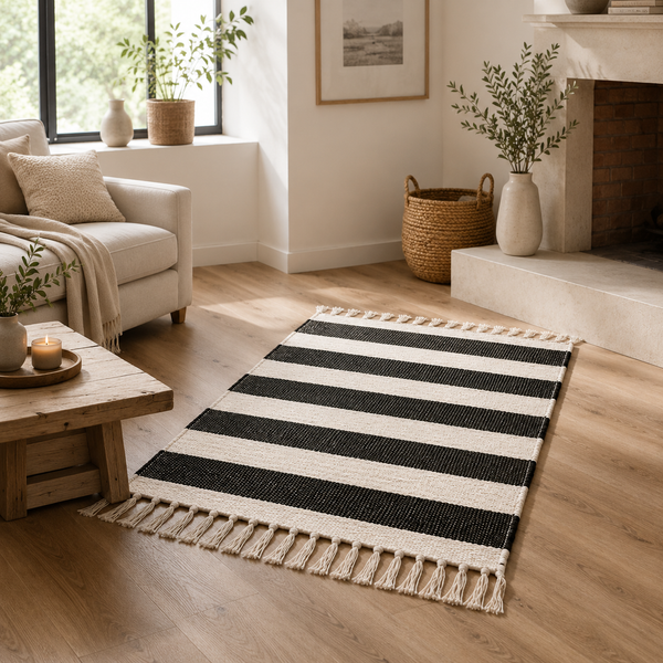 Wenko Kasi Black & White Cotton Bath Mat