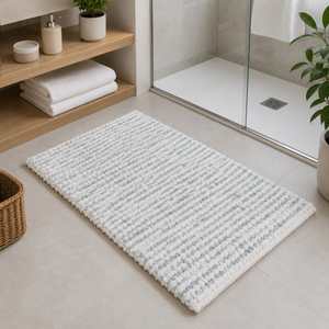 Wenko Mellili Polycotton Bath Mat in White-based Mélange