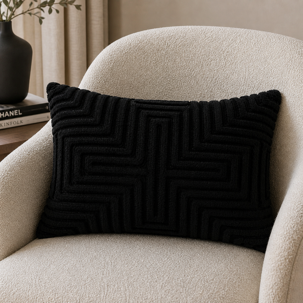 By-Boo Madam Black Fluffy Cushion
