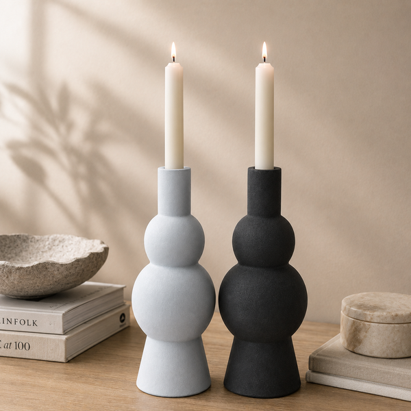 By-Boo Bold Candle Holder in Black or Light Blue