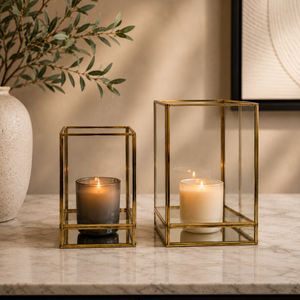 Micasa Clear and Gold Vase/Box with Mirror - Medium & Large