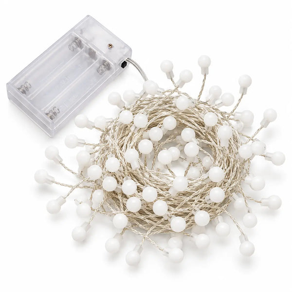 Christmas  LED ball string lights - 100 white nano LED warm white