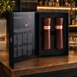 Cole & Mason Lyndhurst Chestnut & Rose Gold Salt & Pepper Mill Set