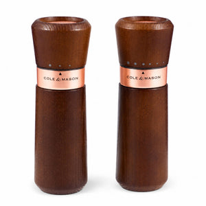 Cole & Mason Lyndhurst Chestnut & Rose Gold Salt & Pepper Mill Set