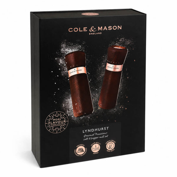 Cole & Mason Lyndhurst Chestnut & Rose Gold Salt & Pepper Mill Set