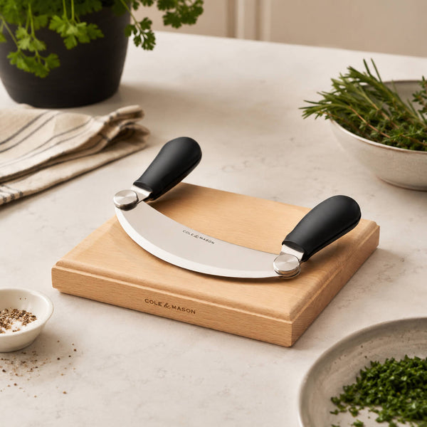 Cole & Mason Woodhall Herb Chopping Hachoir & Board Set