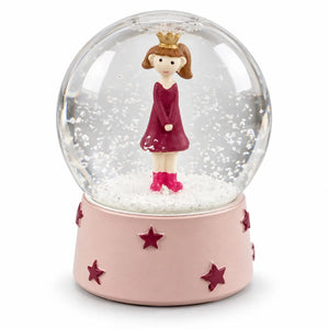Christmas Girl Snow Globe – Pink Star Base – 10 cm