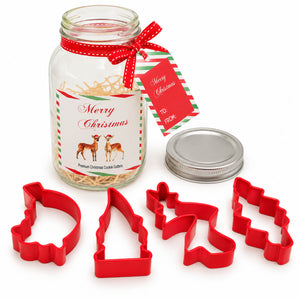 Cucina & Tavola Baking Shop Christmas Cookie Cutters – Set of 4 in Gift Jar