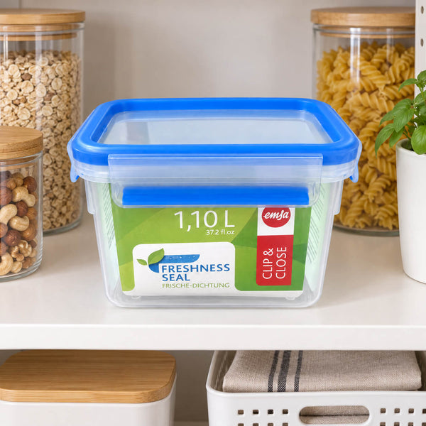 Emsa Clip & Close Food Storage Container – 1.10 L, Blue