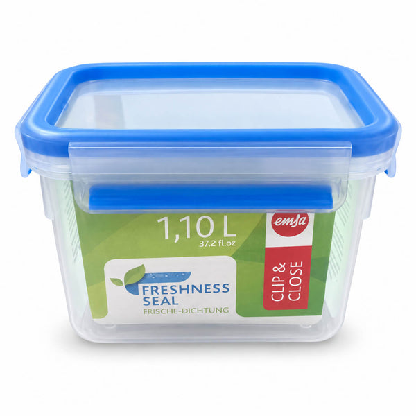 Emsa Clip & Close Food Storage Container – 1.10 L, Blue