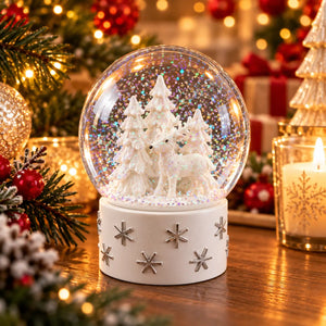 Christmas Family Winter Forest Snow Globe – 2 Designs