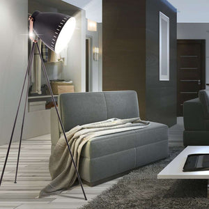 Nino Germany Makky Floor Lamp – Industrial Black & Copper Swivel Spotlight