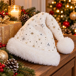 Christmas Santa Hat – White Star or Red Sequin – 2 Variants
