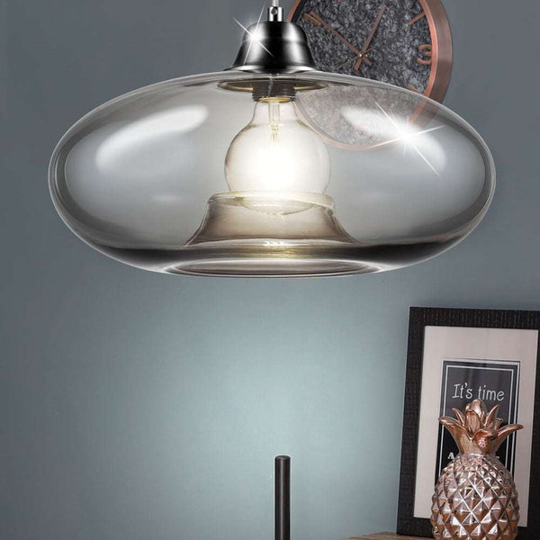 Nino Germany Amber-Toned Oval Glass Pendant Light
