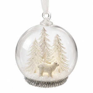 Illuminated Christmas bauble with Winter Forest Scene