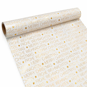 Festive Constellation Christmas Wrapping Paper – White & Gold – 3 m × 70 cm