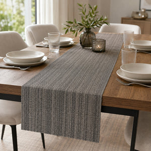 grey table runner, textured table runner, modern dining table runner, 145 cm table runner, decorative table linen, contemporary table décor, dining table accessories