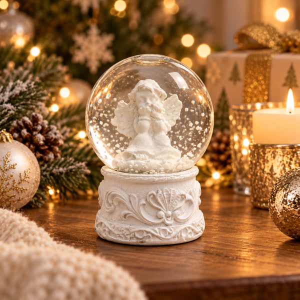 House of Seasons Angel Snow Globe – White