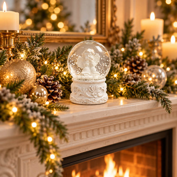 House of Seasons Angel Snow Globe – White